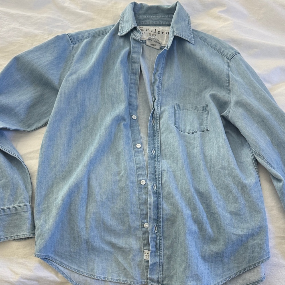 Frank & Eileen Sky Blue Button-Up Blouse